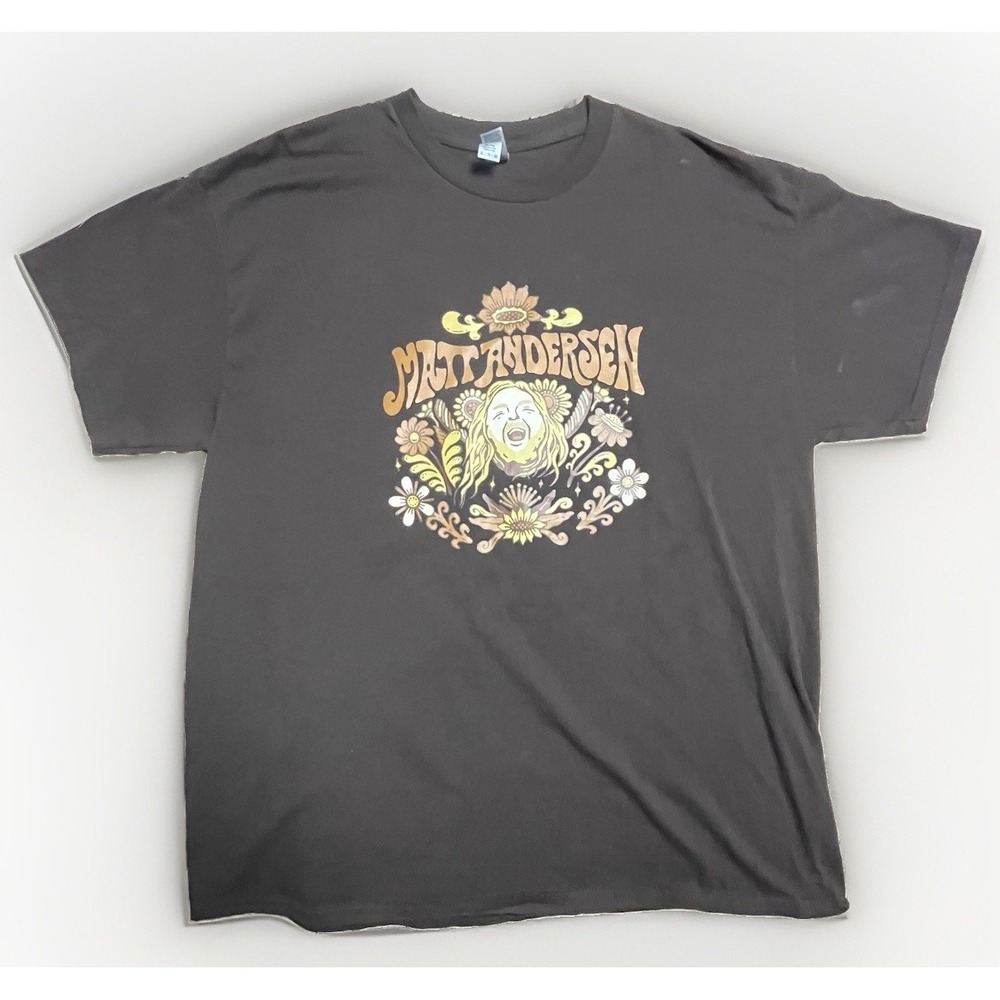 Matt Andersen Concert T-Shirt Mens XL Brown Floral Graphic Blues Folk Tee